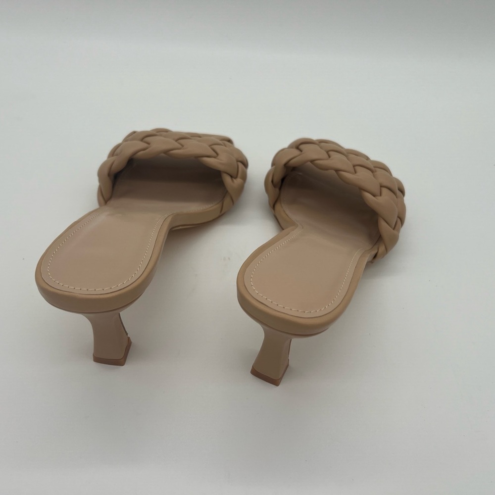 Braided Sandals, Chunky Stiletto Heels Backless Square Open Toe slip on - Picture 4 of 6